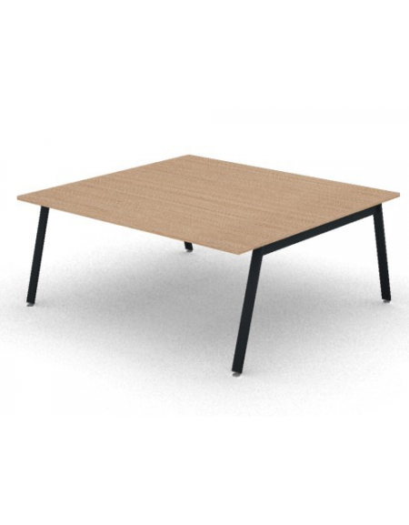 Tavolo riunione con piano melaminico spessore mm 30 e gambe inclinate metalliche - Colori a scelta - cm 180x165x74,5h