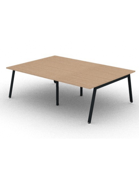 Tavolo riunione piano due pezzi in melaminico spessore mm 25 e gambe inclinate metalliche - Colori a scelta - cm 240x165x74h