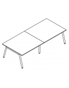 Tavolo riunione piano due pezzi in melaminico spessore mm 25 e gambe inclinate metalliche - Colori a scelta - cm 280x165x74h