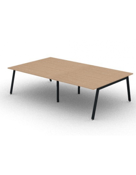 Tavolo riunione piano due pezzi in melaminico spessore mm 25 e gambe inclinate metalliche - Colori a scelta - cm 280x165x74h