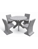 Set pic nic in cemento IDROREPELLENTE colore Grigio pietra - 1 tavolo circolare cm Ø110x75h e 4 sedute con schienale - CAM