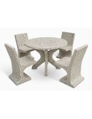 Set pic nic in cemento colore Grigio sabbiato - 1 tavolo circolare cm Ø110x75h e 4 sedute con schienale - Conforme ai CAM
