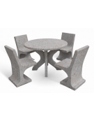 Set pic nic in cemento IDROREPELLENTE colore Grigio travertino - 1 tavolo circolare cm Ø110x75h e 4 sedute con schienale - CAM