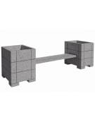Panchina con 2 fioriere laterali quadrate, in cemento calcestruzzo colore Grigio pietra - cm 300x85x90h - Conforme ai CAM