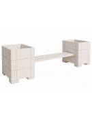 Panchina con 2 fioriere laterali quadrate, in cemento calcestruzzo colore Bianco pietra - cm 300x85x90h - Conforme ai CAM