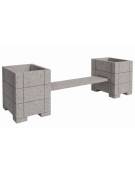 Panchina con 2 fioriere laterali quadrate, in cemento calcestruzzo colore Grigio travertino - cm 300x85x90h - Conforme ai CAM