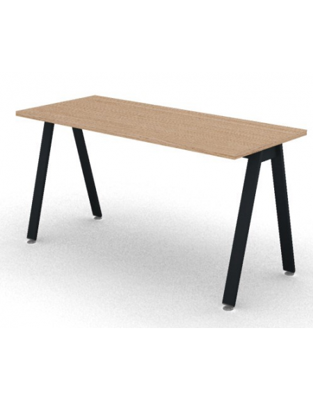 Scrivania operativa piano melaminico spessore mm 25 e struttura metallica gambe inclinate - Colori a scelta - cm 140x60x74h
