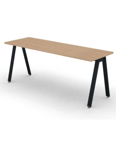 Scrivania operativa piano melaminico spessore mm 25 e struttura metallica gambe inclinate - Colori a scelta - cm 180x60x74h