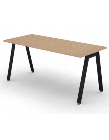 Scrivania operativa piano melaminico spessore mm 25 e struttura metallica gambe inclinate - Colori a scelta - cm 160x70x74h