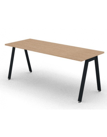 Scrivania operativa piano melaminico spessore mm 25 e struttura metallica gambe inclinate - Colori a scelta - cm 180x70x74h