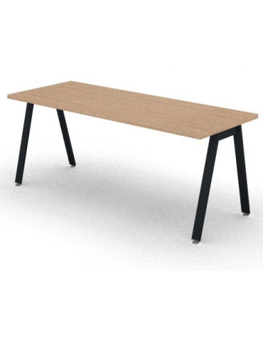Scrivania operativa piano melaminico spessore mm 30 e struttura metallica gambe inclinate - Colori a scelta - cm 180x70x74,5h