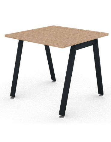 Scrivania operativa piano melaminico spessore mm 25 e struttura metallica gambe inclinate - Colori a scelta - cm 80x80x74h