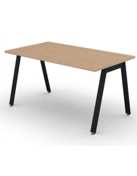 Scrivania operativa piano melaminico spessore mm 25 e struttura metallica gambe inclinate - Colori a scelta - cm 140x80x74h