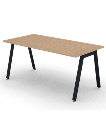 Scrivania operativa piano melaminico spessore mm 25 e struttura metallica gambe inclinate - Colori a scelta - cm 160x80x74h