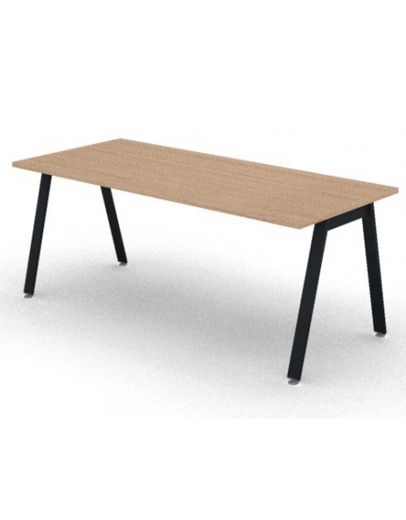 Scrivania operativa piano melaminico spessore mm 25 e struttura metallica gambe inclinate - Colori a scelta - cm 180x80x74h