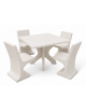 Set pic nic in cemento colore Bianco pietra - 1 tavolo quadrato cm 110x110x75h e 4 sedute con schienale  - Conforme ai CAM