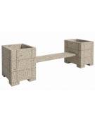 Panchina con 2 fioriere laterali quadrate, in cemento calcestruzzo colore Grigio sabbiato - cm 300x85x90h - Conforme ai CAM