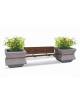 PANCHINA CON SCHIENALE E SEDUTA IN LEGNO TRA 2 FIORIERE QUADRATE IN CEMENTO COLORE GRIGIO PIETRA - CM 340x90x85H - Conforme CAM