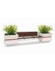 PANCHINA CON SCHIENALE E SEDUTA IN LEGNO TRA 2 FIORIERE QUADRATE IN CEMENTO COLORE BIANCO PIETRA - CM 340x90x85H - CAM