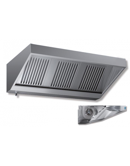 Cappa inox a parete con motore per ristorante cm 100x70x45h