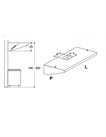 Cappa inox a parete con motore per ristorante cm 100x70x45h