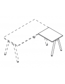 Appendice laterale per scrivania, spessore piano mm 25 e struttura metallica gambe inclinate - Colori a scelta - cm 100x60x74h