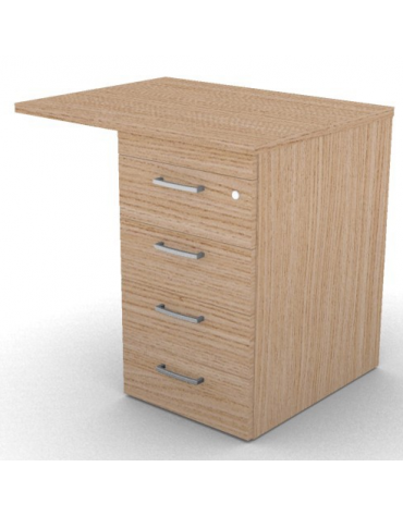 Appendice per scrivania con piano melaminico spessore mm 25 e cassettiera portante - Colori a scelta - cm 80x60x74h