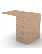 Appendice per scrivania con piano melaminico spessore mm 25 e cassettiera portante - Colori a scelta - cm 100x60x74h