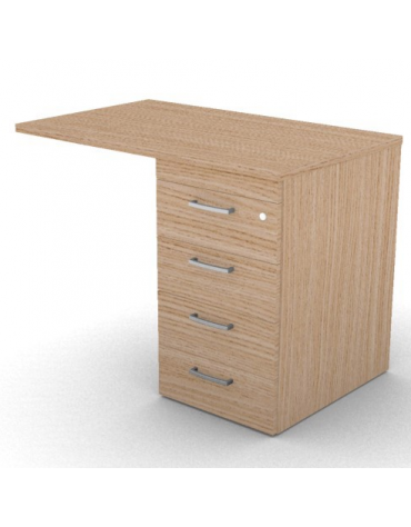 Appendice per scrivania con piano melaminico spessore mm 25 e cassettiera portante - Colori a scelta - cm 100x60x74h