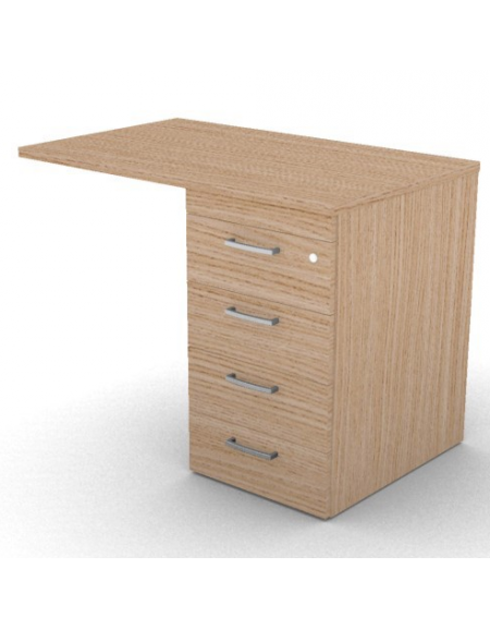 Appendice per scrivania con piano melaminico spessore mm 25 e cassettiera portante - Colori a scelta - cm 100x60x74h