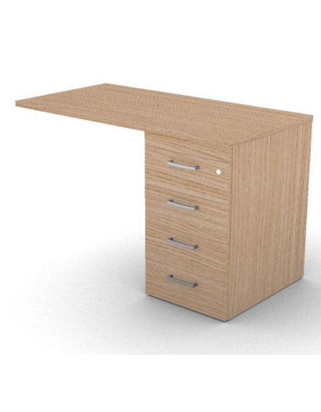 Appendice per scrivania con piano melaminico spessore mm 25 e cassettiera portante - Colori a scelta - cm 120x60x74h