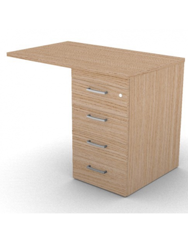 Appendice per scrivania con piano melaminico spessore mm 30 e cassettiera portante - Colori a scelta - cm 100x60x74,5h