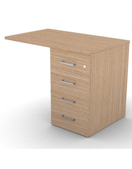 Appendice per scrivania con piano melaminico spessore mm 30 e cassettiera portante - Colori a scelta - cm 100x60x74,5h
