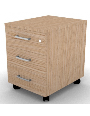 Cassettiera in melaminico su ruote, cassetti con chiusura ammortizzata e cassetto porta cancelleria - cm 42x60x59h