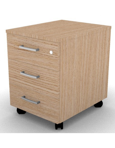 Cassettiera in melaminico su ruote, cassetti con chiusura ammortizzata e cassetto porta cancelleria - cm 42x60x59h