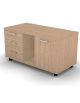 Mobile di servizio su ruote con vano a giorno, anta e cassettiera con chiusura ammortizzata - cm 118x60x61h