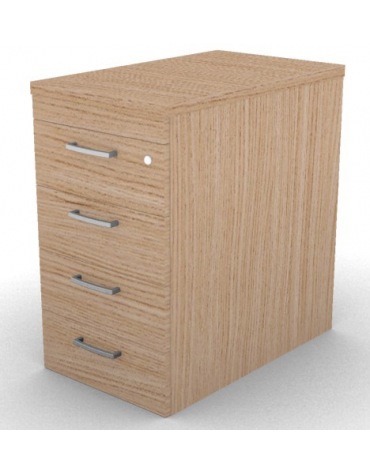 Cassettiera complanare per scrivania in melaminico con spessore piano mm 30 - Colori a scelta - cm 42x70x74,5h