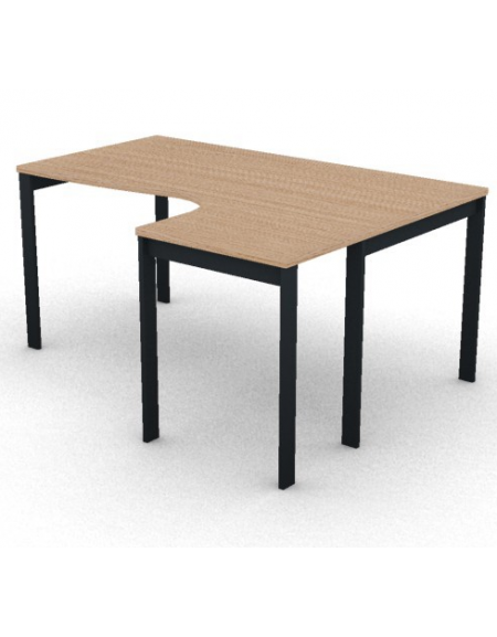 Workstation Dx forma a L, piano melaminico spessore mm 25 e struttura metallica gambe a ponte - Colori a scelta - cm 160x120x74h
