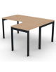 Workstation Dx forma a L, piano melaminico spessore mm 25 e struttura metallica gambe a ponte - Colori a scelta - cm 160x140x74h