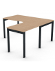 Workstation Dx forma a L, piano melaminico spessore mm 25 e struttura metallica gambe a ponte - Colori a scelta - cm 160x160x74h