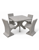 Set pic nic in cemento colore Grigio travertino - 1 tavolo quadrato cm 110x110x75h e 4 sedute con schienale - Conforme ai CAM