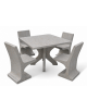 Set pic nic in cemento colore Grigio travertino - 1 tavolo quadrato cm 110x110x75h e 4 sedute con schienale  - Conforme ai CAM