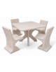Set pic nic in cemento colore Bianco travertino - 1 tavolo quadrato cm 110x110x75h e 4 sedute con schienale - Conforme ai CAM