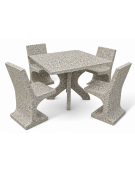 Set pic nic in cemento colore Grigio sabbiato - 1 tavolo quadrato cm 110x110x75h e 4 sedute con schienale  - Conforme ai CAM