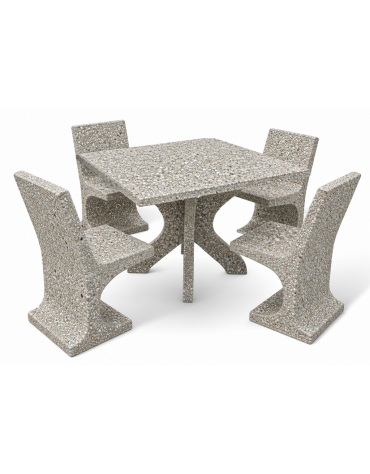 Set pic nic in cemento colore Grigio sabbiato - 1 tavolo quadrato cm 110x110x75h e 4 sedute con schienale  - Conforme ai CAM