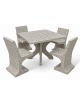 Set pic nic in cemento colore Grigio sabbiato - 1 tavolo quadrato cm 110x110x75h e 4 sedute con schienale  - Conforme ai CAM