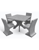Set pic nic in cemento IDROREPELLENTE colore Grigio pietra - 1 tavolo quadrato cm 110x110x75h e 4 sedute con schienale  - CAM
