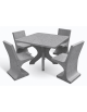 Set pic nic in cemento IDROREPELLENTE colore Grigio pietra - 1 tavolo quadrato cm 110x110x75h e 4 sedute con schienale  - CAM