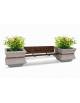 PANCHINA CON SCHIENALE E SEDUTA IN LEGNO TRA 2 FIORIERE QUADRATE IN CEMENTO COLORE GRIGIO TRAVERTINO - CM 340x90x85H - CAM