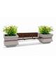 PANCHINA CON SCHIENALE E SEDUTA IN LEGNO TRA 2 FIORIERE QUADRATE IN CEMENTO COLORE BIANCO SABBIATO - CM 340x90x85H - CAM